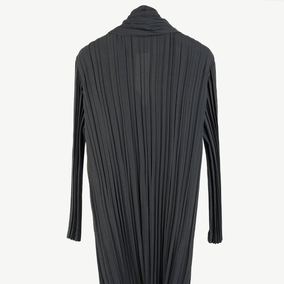 Issey Miyake Archival Rare Grey Pleated Scarf-Collar Button-Front Duster - Picture 2 of 10